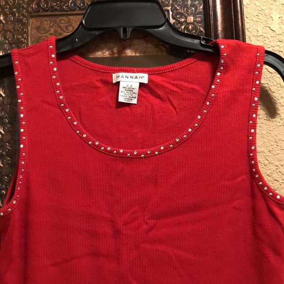 NWOT Hannah Diamond & Stud Accented Tank Top. Red. Small. Great Holiday Wear. - Picture 4 of 11